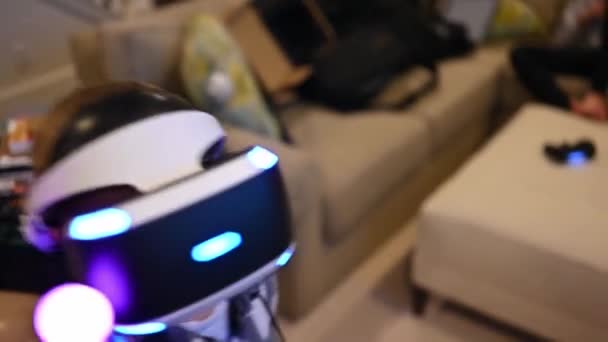 Gros Plan Teddy Ans Jouant Des Jeux Vidéo Réalité Virtuelle — Video