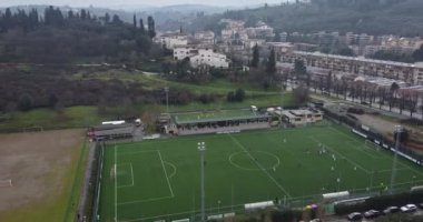 Oyuncularla Belmonte amatör ve profesyonel futbol stadyumu. Antilop, Bagno a Ripoli, Floransa. Toskana, İtalya