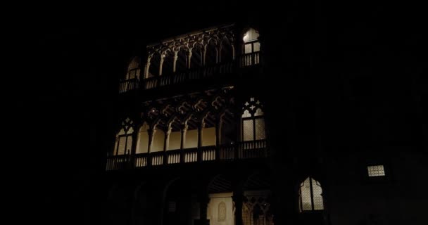 Palazzo Santa Sofia Venecia Italia Espeluznante Vista Nocturna Ángulo Bajo — Vídeos de Stock