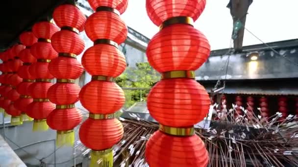 Die Dekoration Der Roten Lampoons Auf Dem Steamboat Restaurant Cheras — Stockvideo