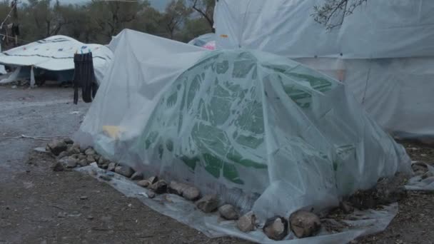 Carpa Refugiados Condiciones Extremas Moria Campamento Refugiados — Vídeos de Stock