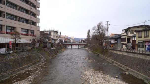 高山町の風景撮影 日本の小京都と名付けられ 江戸時代から確立されている — ストック動画