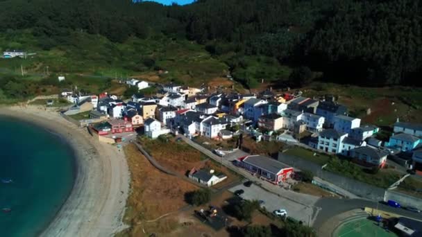 Luftaufnahme Der Schönen Küstenstadt Puerto Bares Spanien Sommer — Stockvideo