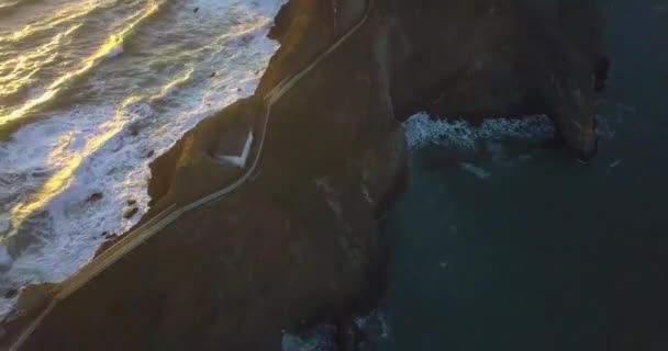 Marin Headlands Golden Gate Bridge Panoramatický Letecký Pohled Při Západu — Stock video