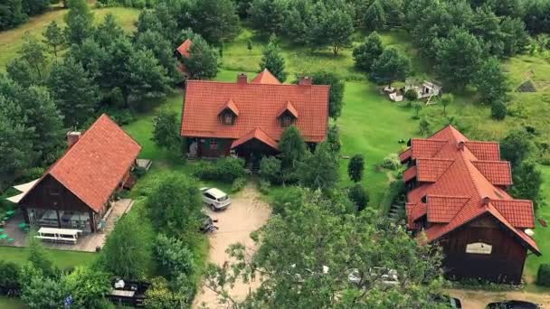 Aerial view of a Masurian guesthouse.