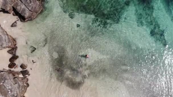 Panama Nel Mese Febbraio Drone Spara Contadora Island Nuotando Tra — Video Stock