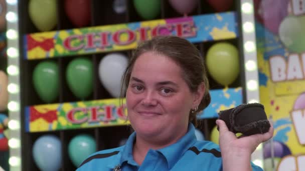 Caucasian Young Female Working Balloon Toss Smiling Happy Portrait — Stock Video