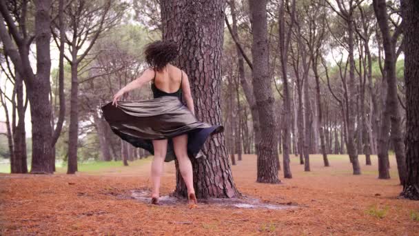 Une Femme Faisant Gracieusement Une Danse Coup Pied Milieu Parc — Video