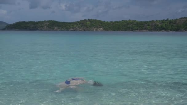 Donna Che Salta Fuori Dall Acqua Tira Indietro Testa Facendo — Video Stock