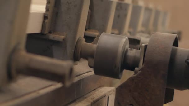 Industrial Machine Tightens Bolts Workshop Close Slow Motion — Stock Video