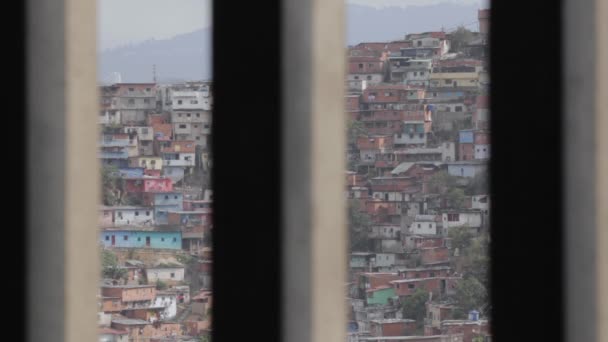 Slums Caracas Hinter Den Betongittern Des Central Parks — Stockvideo
