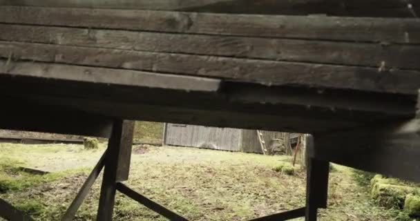 Closeup Wooden Luge Bobsleigh Track Lotyšsko — Stock video