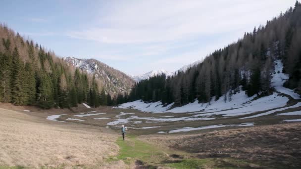 Percorrendo Sentiero Verde Tra Slovenia Austria Escursionista Dirige Verso Una — Video Stock