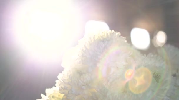 Lens Parıltılı Beyaz Düğün Çiçekleri — Stok video