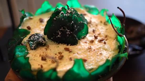 Зеленый Свадебный Торт Зеленой Груши — стоковое видео