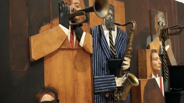 BEAUTIFUL art piece featuring Wooden, jazz zenészek különböző hangszerek