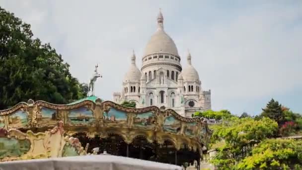 夏季巴黎蒙特马尔特圣心教堂的日间坍塌 — 图库视频影像