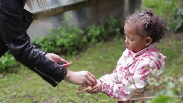 Selectief Ouderschap Met Zwarte Dochter Blanke Moeder — Stockvideo