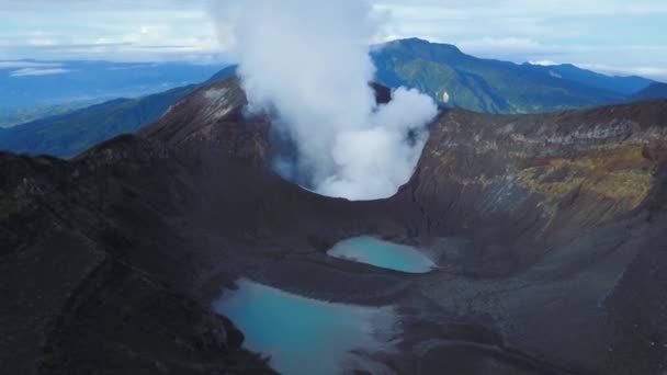 Air View Volkan Krateri Costa Rica Tüten Aktif Krater Turrialba — Stok video