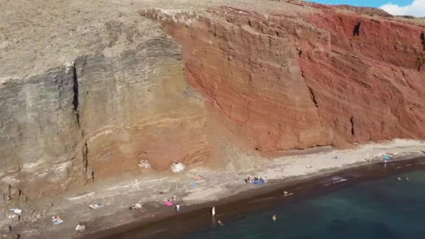 Dron Letecký Pohled Krásnou Červenou Pláž — Stock video