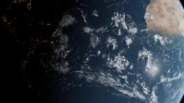 现实Cgi旋转行星地球特写动画与昼夜景观 无缝圈 — 图库视频影像
