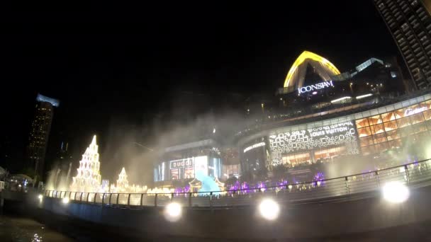 Bangkok Thaiföld December 2020 Dancing Fountain Show Iconsiam Longest Water — Stock videók