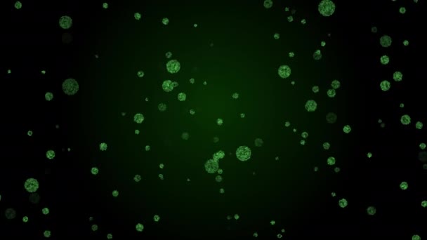 コロナウイルス細胞の概念を流れるウイルス細胞 ウイルス性疾患の発生 肝炎ウイルス インフルエンザウイルスH1N1 インフルエンザ 細胞感染生物 エイズ ウイルスの抽象的な背景 緑色のウイルス — ストック動画