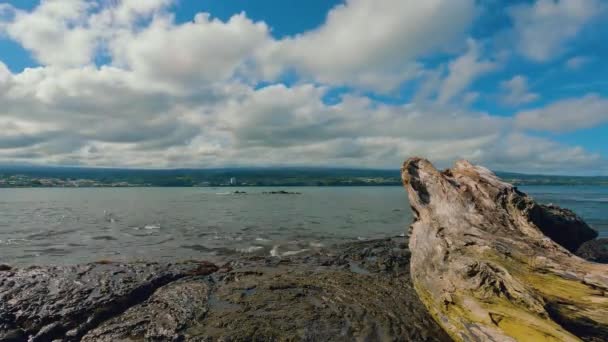 Хіло Бей Гаваї Часовий Відлік Частково Похмурі Дні Над Мауна — стокове відео