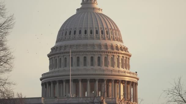 Amerikai Kapitólium Kupola Naplementekor Joe Biden Beiktatása Előtt Washington Ben — Stock videók