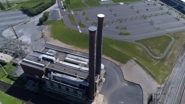 Drone Footage Hershey Chocolate Factory Smoke Stacks — Stock Video