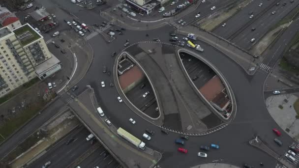 巴黎Aerial Busy Intersection Cars France — 图库视频影像