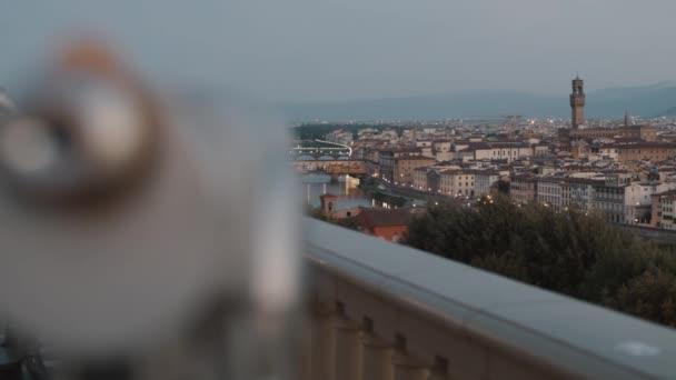 Firenze Centro Città Vista Con Telescopio Turistico Fps Slow Motion — Video Stock