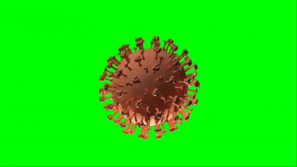 Covid Coronavirus Animatie Groene Achtergrond Transparante Achtergrond — Stockvideo