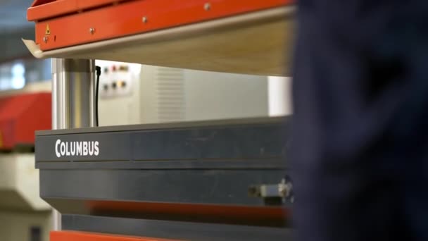 Mobilya Üretiminde Elektrikli Süpürge Sanayi Makinesi Işleten Bir Marangozun Kapanışı — Stok video