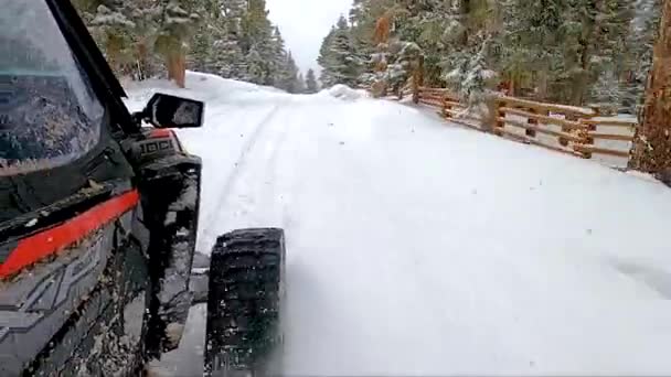 Polaris Rzr Con Trax Sulla Neve Montagna — Video Stock