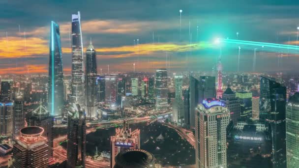 Internet Smart Informationsstad Shanghai — Stockvideo