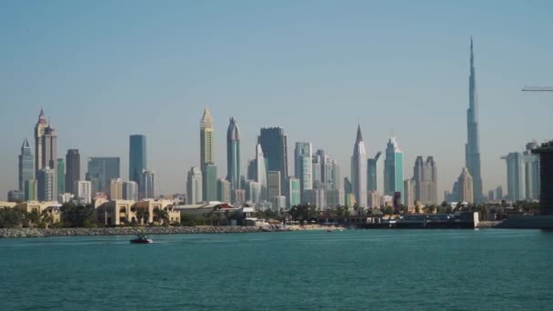 Rejs Statkiem Zatoce Perskiej Burdż Khalifa Dubai Skyline Dubaju Zjednoczone — Wideo stockowe