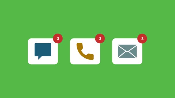 Notificações Para Texto Sms Mensagem Mail Correio Telefone Crescendo Telefone — Vídeo de Stock