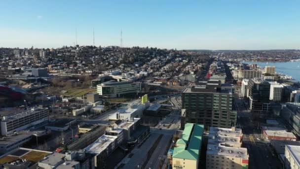 Filmaufnahmen Aus Der Luft Von Der Innenstadt Von Seattle South — Stockvideo