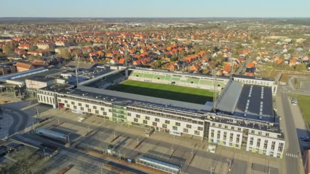 ドローンからのViborgスタジアムの映像 Viborg Stadion Ogs Benvent Energy Viborg Arenaは 無人偵察機から設定されています — ストック動画