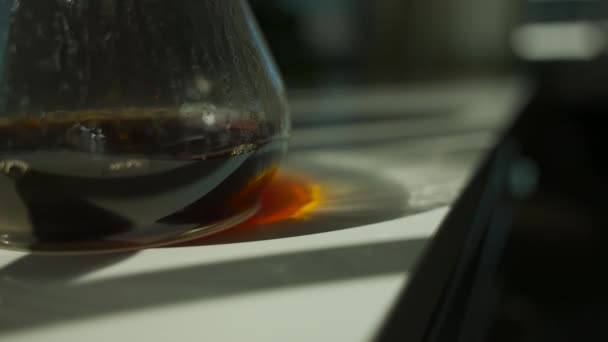 Pour Coffee Dripping Chemex — Stock Video