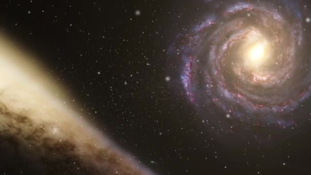 Galaxies Mouvement Expansion Contre Premier Plan Des Nuages Nébuleuses Dans — Video