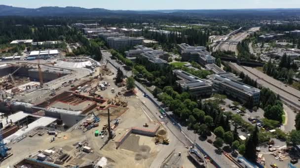 Cinematic Aerial Drone Footage Development New Campus Microsoft Corporate Headquarters — Stock Video