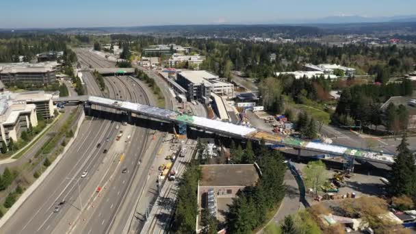 Cinematic Aerial Drone Footage New Overlake Transit Center Development New — Stock Video