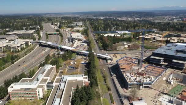 Filmbeelden Van Drone Ontwikkeling Van Het Overlake Transit Center Nieuwe — Stockvideo