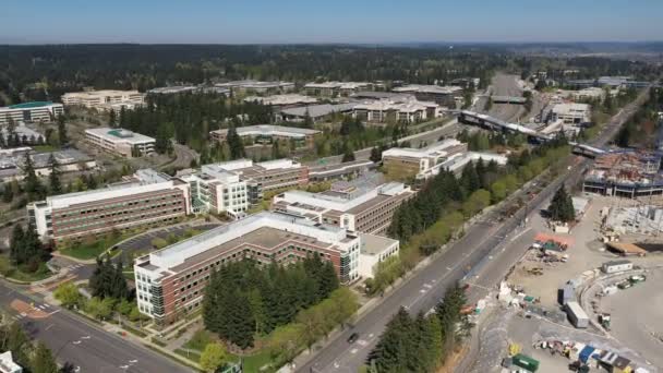 Videoclip Aéreo Cinematográfico Desarrollo Nuevo Campus Microsoft Corporate Headquarters Microsoft — Vídeo de stock