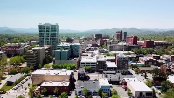 Skyline Asheville Asheville North Carolina Aerial — Vídeo de Stock