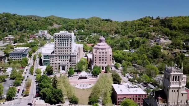 Aerial Asheville City Hall Och Bunbombe County Courthouse Asheville Asheville — Stockvideo