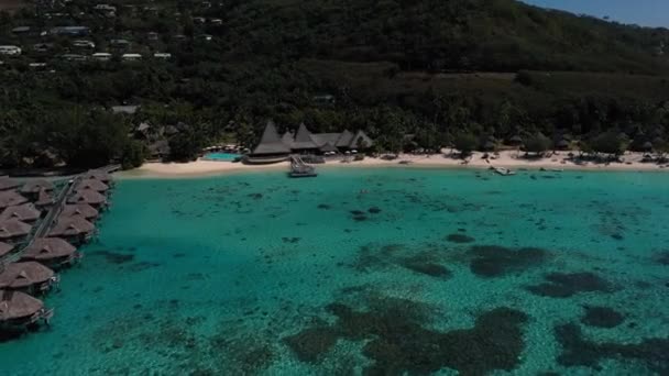 Tahiti Moorea Ilha Praia Drone Footage — Vídeo de Stock