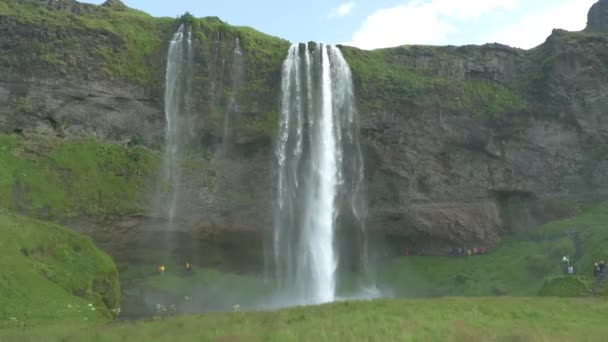 Seljalandfoss Ισλανδία Καταρράκτης Πλευρά Κίνηση — Αρχείο Βίντεο